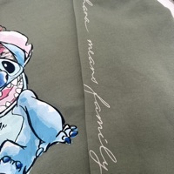 DISNEY Stitch Hoodie Size M Sage Green - Picture 2 of 5